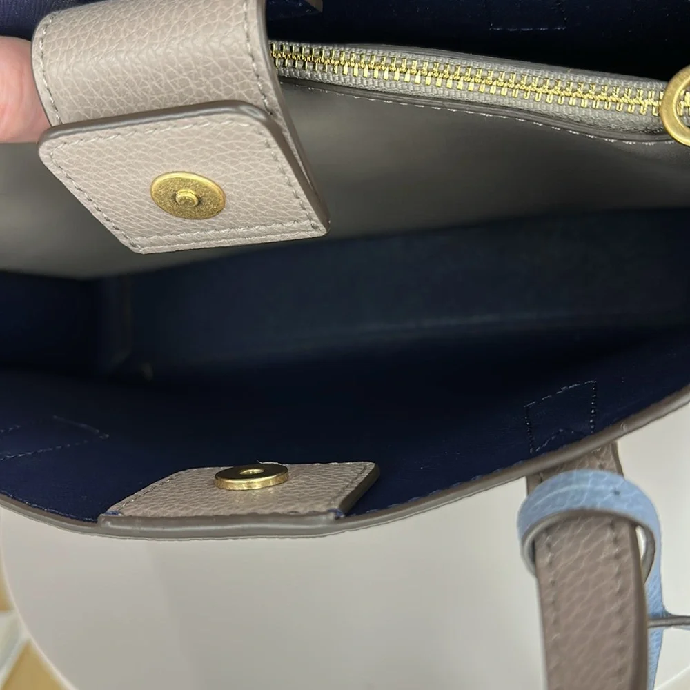 💥TORY BURCH - SMALL WALKER SATCHEL - GREY HERON - AG528 - Picture 15 of 17